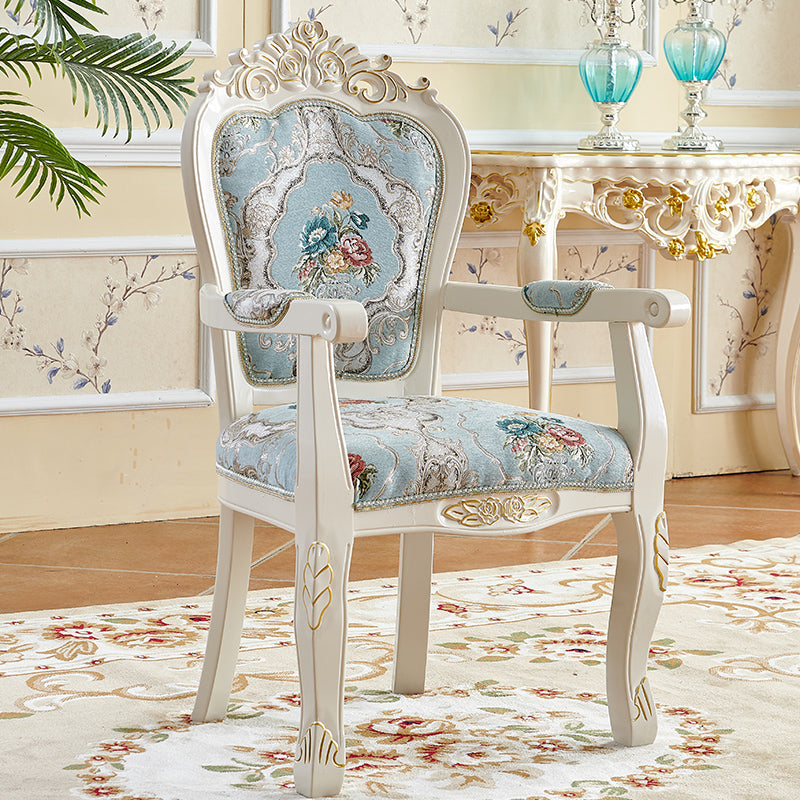 European Style Birch Leather Arm Chair Light Color Solid Back Dining Chair with White Legs Clearhalo ' kitchen&dining_furn' 'Dining Chairs' 'Dining Tables & Seating' 'dining_chair' 'furn' 'furn_dining_chair' 'Furniture' 'furniture_dining_chair' 'Kitchen & Dining Furniture' 'kitchen' 3672024