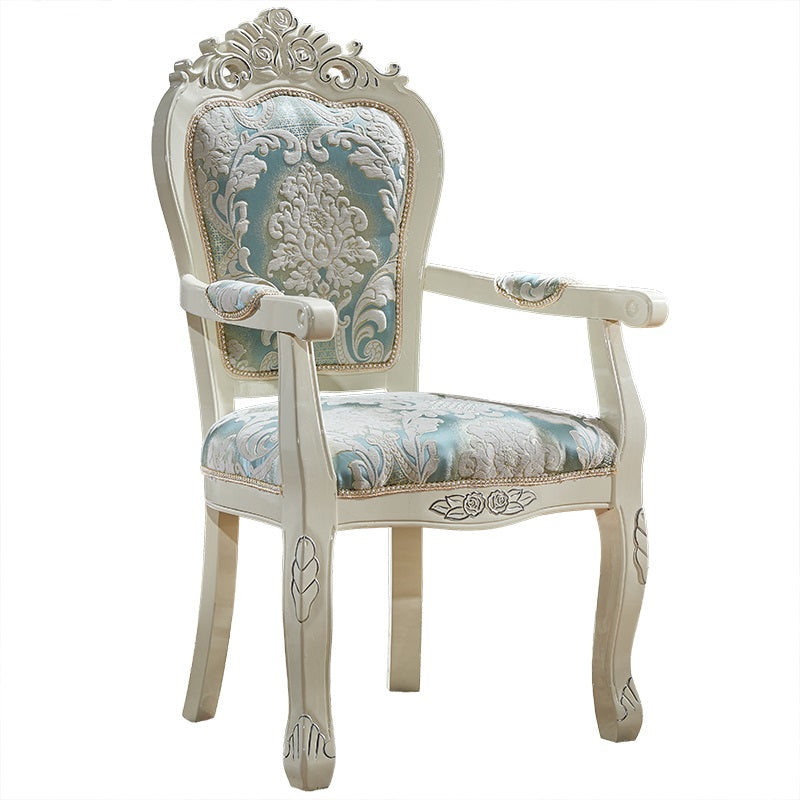 European Style Birch Leather Arm Chair Light Color Solid Back Dining Chair with White Legs Clearhalo ' kitchen&dining_furn' 'Dining Chairs' 'Dining Tables & Seating' 'dining_chair' 'furn' 'furn_dining_chair' 'Furniture' 'furniture_dining_chair' 'Kitchen & Dining Furniture' 'kitchen' 3672027