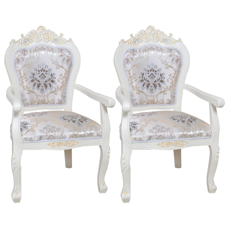 European Style Birch Leather Arm Chair Light Color Solid Back Dining Chair with White Legs Silver 2 Piece Set Clearhalo ' kitchen&dining_furn' 'Dining Chairs' 'Dining Tables & Seating' 'dining_chair' 'furn' 'furn_dining_chair' 'Furniture' 'furniture_dining_chair' 'Kitchen & Dining Furniture' 'kitchen' 3672033