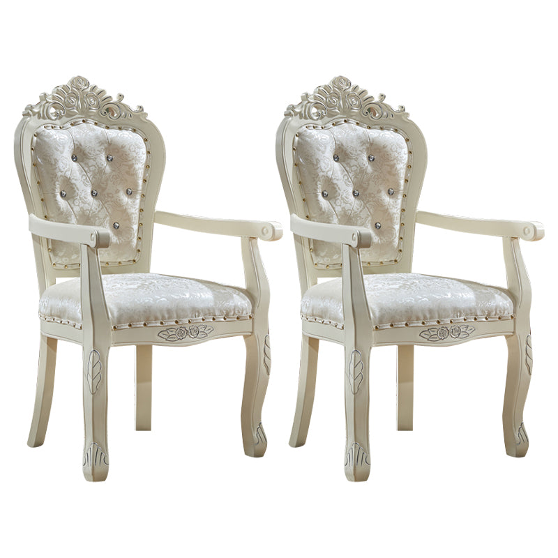 European Style Birch Leather Arm Chair Light Color Solid Back Dining Chair with White Legs White 2 Piece Set Clearhalo ' kitchen&dining_furn' 'Dining Chairs' 'Dining Tables & Seating' 'dining_chair' 'furn' 'furn_dining_chair' 'Furniture' 'furniture_dining_chair' 'Kitchen & Dining Furniture' 'kitchen' 3672038