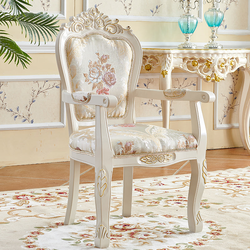 European Style Birch Leather Arm Chair Light Color Solid Back Dining Chair with White Legs Yellow 1 Piece Clearhalo ' kitchen&dining_furn' 'Dining Chairs' 'Dining Tables & Seating' 'dining_chair' 'furn' 'furn_dining_chair' 'Furniture' 'furniture_dining_chair' 'Kitchen & Dining Furniture' 'kitchen' 3672040