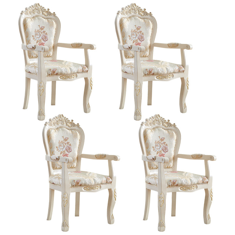 European Style Birch Leather Arm Chair Light Color Solid Back Dining Chair with White Legs Yellow 4 Piece Set Clearhalo ' kitchen&dining_furn' 'Dining Chairs' 'Dining Tables & Seating' 'dining_chair' 'furn' 'furn_dining_chair' 'Furniture' 'furniture_dining_chair' 'Kitchen & Dining Furniture' 'kitchen' 3672042