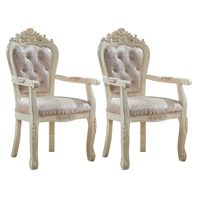 European Style Birch Leather Arm Chair Light Color Solid Back Dining Chair with White Legs Camel 2 Piece Set Clearhalo ' kitchen&dining_furn' 'Dining Chairs' 'Dining Tables & Seating' 'dining_chair' 'furn' 'furn_dining_chair' 'Furniture' 'furniture_dining_chair' 'Kitchen & Dining Furniture' 'kitchen' 3672053