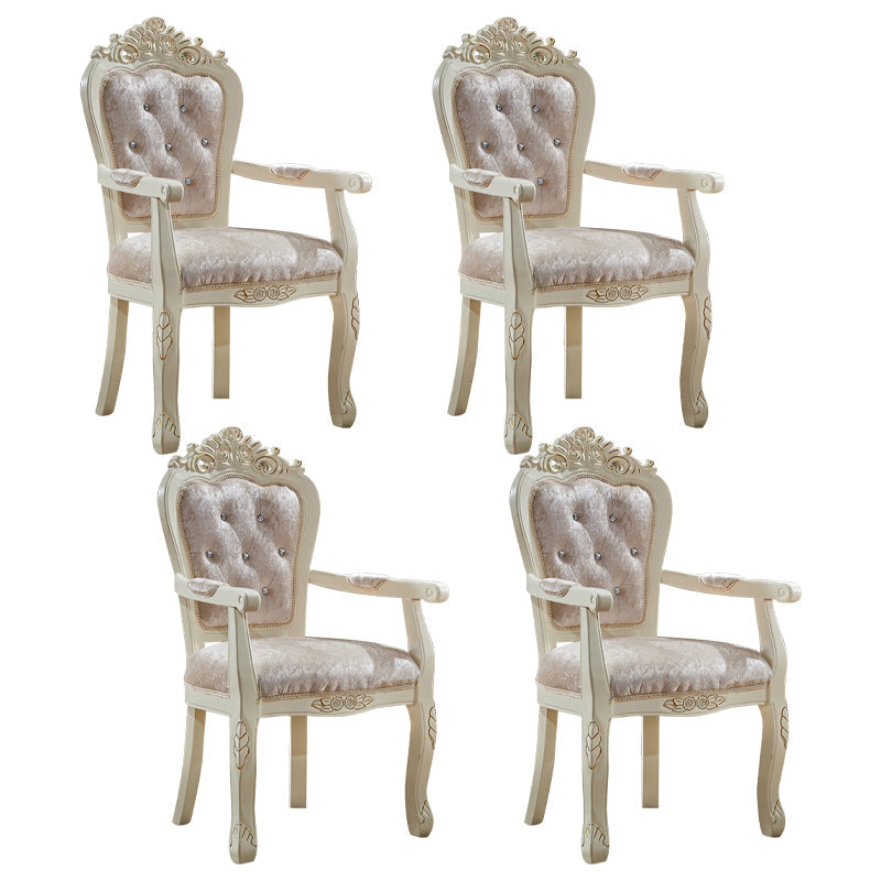 European Style Birch Leather Arm Chair Light Color Solid Back Dining Chair with White Legs Camel 4 Piece Set Clearhalo ' kitchen&dining_furn' 'Dining Chairs' 'Dining Tables & Seating' 'dining_chair' 'furn' 'furn_dining_chair' 'Furniture' 'furniture_dining_chair' 'Kitchen & Dining Furniture' 'kitchen' 3672054