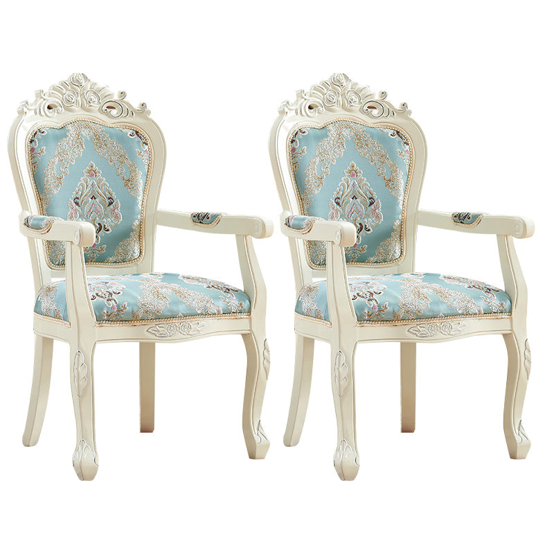 European Style Birch Leather Arm Chair Light Color Solid Back Dining Chair with White Legs Water Blue 2 Piece Set Clearhalo ' kitchen&dining_furn' 'Dining Chairs' 'Dining Tables & Seating' 'dining_chair' 'furn' 'furn_dining_chair' 'Furniture' 'furniture_dining_chair' 'Kitchen & Dining Furniture' 'kitchen' 3672056