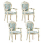 European Style Birch Leather Arm Chair Light Color Solid Back Dining Chair with White Legs Water Blue 4 Piece Set Clearhalo ' kitchen&dining_furn' 'Dining Chairs' 'Dining Tables & Seating' 'dining_chair' 'furn' 'furn_dining_chair' 'Furniture' 'furniture_dining_chair' 'Kitchen & Dining Furniture' 'kitchen' 3672057