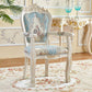 European Style Birch Leather Arm Chair Light Color Solid Back Dining Chair with White Legs Blue-White 1 Piece Clearhalo ' kitchen&dining_furn' 'Dining Chairs' 'Dining Tables & Seating' 'dining_chair' 'furn' 'furn_dining_chair' 'Furniture' 'furniture_dining_chair' 'Kitchen & Dining Furniture' 'kitchen' 3672058