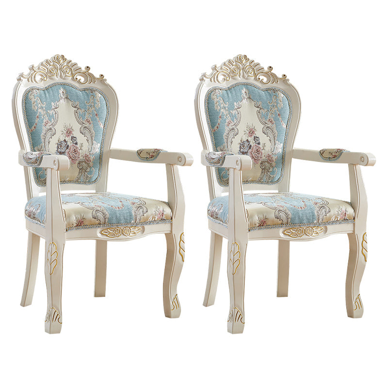 European Style Birch Leather Arm Chair Light Color Solid Back Dining Chair with White Legs Blue-White 2 Piece Set Clearhalo ' kitchen&dining_furn' 'Dining Chairs' 'Dining Tables & Seating' 'dining_chair' 'furn' 'furn_dining_chair' 'Furniture' 'furniture_dining_chair' 'Kitchen & Dining Furniture' 'kitchen' 3672059