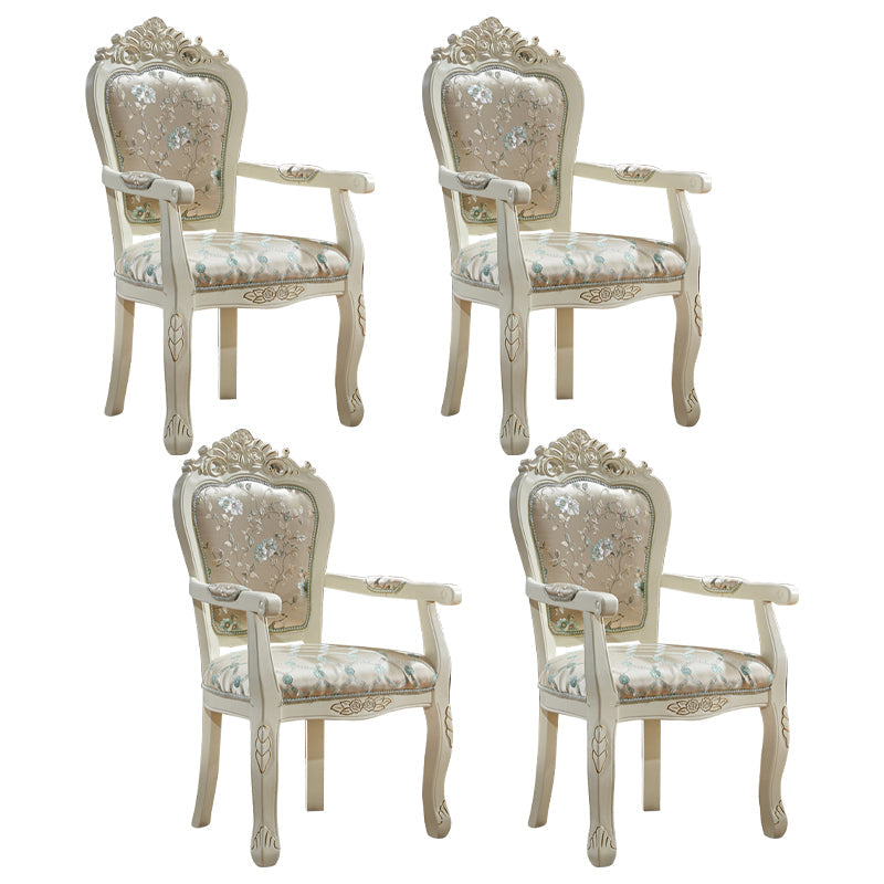 European Style Birch Leather Arm Chair Light Color Solid Back Dining Chair with White Legs Green-White 4 Piece Set Clearhalo ' kitchen&dining_furn' 'Dining Chairs' 'Dining Tables & Seating' 'dining_chair' 'furn' 'furn_dining_chair' 'Furniture' 'furniture_dining_chair' 'Kitchen & Dining Furniture' 'kitchen' 3672066