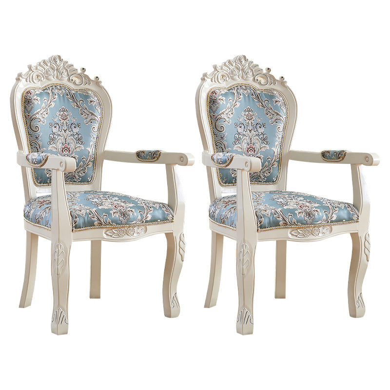 European Style Birch Leather Arm Chair Light Color Solid Back Dining Chair with White Legs Denim Blue 2 Piece Set Clearhalo ' kitchen&dining_furn' 'Dining Chairs' 'Dining Tables & Seating' 'dining_chair' 'furn' 'furn_dining_chair' 'Furniture' 'furniture_dining_chair' 'Kitchen & Dining Furniture' 'kitchen' 3672071