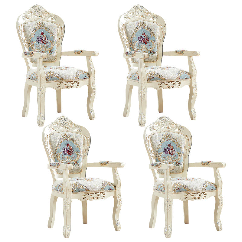 European Style Birch Leather Arm Chair Light Color Solid Back Dining Chair with White Legs Ocean Blue 4 Piece Set Clearhalo ' kitchen&dining_furn' 'Dining Chairs' 'Dining Tables & Seating' 'dining_chair' 'furn' 'furn_dining_chair' 'Furniture' 'furniture_dining_chair' 'Kitchen & Dining Furniture' 'kitchen' 3672078