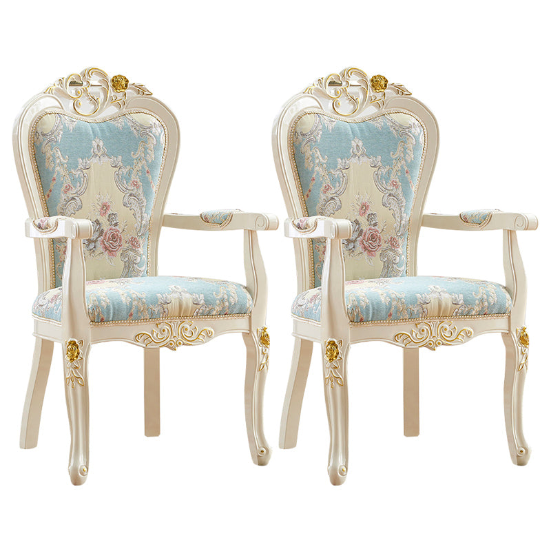 European Style Birch Leather Arm Chair Light Color Solid Back Dining Chair with White Legs Blue-Green 2 Piece Set Clearhalo ' kitchen&dining_furn' 'Dining Chairs' 'Dining Tables & Seating' 'dining_chair' 'furn' 'furn_dining_chair' 'Furniture' 'furniture_dining_chair' 'Kitchen & Dining Furniture' 'kitchen' 3672080