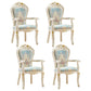 European Style Birch Leather Arm Chair Light Color Solid Back Dining Chair with White Legs Blue-Green 4 Piece Set Clearhalo ' kitchen&dining_furn' 'Dining Chairs' 'Dining Tables & Seating' 'dining_chair' 'furn' 'furn_dining_chair' 'Furniture' 'furniture_dining_chair' 'Kitchen & Dining Furniture' 'kitchen' 3672081