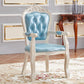 European Style Birch Leather Arm Chair Light Color Solid Back Dining Chair with White Legs White-Silver 1 Piece Clearhalo ' kitchen&dining_furn' 'Dining Chairs' 'Dining Tables & Seating' 'dining_chair' 'furn' 'furn_dining_chair' 'Furniture' 'furniture_dining_chair' 'Kitchen & Dining Furniture' 'kitchen' 3672082