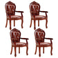 European Style Birch Leather Arm Chair Light Color Solid Back Dining Chair with White Legs Dark Brown 4 Piece Set Clearhalo ' kitchen&dining_furn' 'Dining Chairs' 'Dining Tables & Seating' 'dining_chair' 'furn' 'furn_dining_chair' 'Furniture' 'furniture_dining_chair' 'Kitchen & Dining Furniture' 'kitchen' 3672087