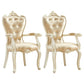 European Style Birch Leather Arm Chair Light Color Solid Back Dining Chair with White Legs Light Gold 2 Piece Set Clearhalo ' kitchen&dining_furn' 'Dining Chairs' 'Dining Tables & Seating' 'dining_chair' 'furn' 'furn_dining_chair' 'Furniture' 'furniture_dining_chair' 'Kitchen & Dining Furniture' 'kitchen' 3672092
