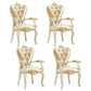 European Style Birch Leather Arm Chair Light Color Solid Back Dining Chair with White Legs Light Gold 4 Piece Set Clearhalo ' kitchen&dining_furn' 'Dining Chairs' 'Dining Tables & Seating' 'dining_chair' 'furn' 'furn_dining_chair' 'Furniture' 'furniture_dining_chair' 'Kitchen & Dining Furniture' 'kitchen' 3672093