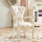 European Style Birch Leather Arm Chair Light Color Solid Back Dining Chair with White Legs Rose Bloom 1 Piece Clearhalo ' kitchen&dining_furn' 'Dining Chairs' 'Dining Tables & Seating' 'dining_chair' 'furn' 'furn_dining_chair' 'Furniture' 'furniture_dining_chair' 'Kitchen & Dining Furniture' 'kitchen' 3672097