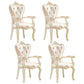 European Style Birch Leather Arm Chair Light Color Solid Back Dining Chair with White Legs Rose Bloom 4 Piece Set Clearhalo ' kitchen&dining_furn' 'Dining Chairs' 'Dining Tables & Seating' 'dining_chair' 'furn' 'furn_dining_chair' 'Furniture' 'furniture_dining_chair' 'Kitchen & Dining Furniture' 'kitchen' 3672099