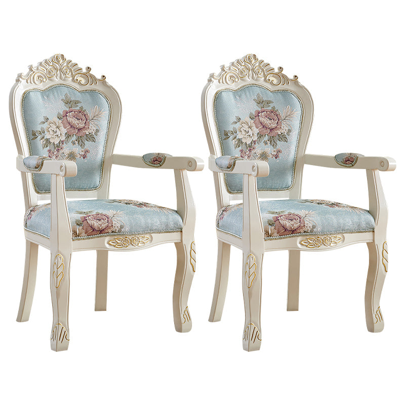 European Style Birch Leather Arm Chair Light Color Solid Back Dining Chair with White Legs Antique Blue 2 Piece Set Clearhalo ' kitchen&dining_furn' 'Dining Chairs' 'Dining Tables & Seating' 'dining_chair' 'furn' 'furn_dining_chair' 'Furniture' 'furniture_dining_chair' 'Kitchen & Dining Furniture' 'kitchen' 3672104