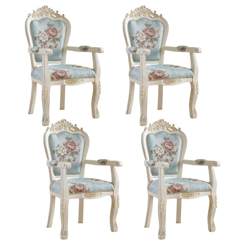 European Style Birch Leather Arm Chair Light Color Solid Back Dining Chair with White Legs Antique Blue 4 Piece Set Clearhalo ' kitchen&dining_furn' 'Dining Chairs' 'Dining Tables & Seating' 'dining_chair' 'furn' 'furn_dining_chair' 'Furniture' 'furniture_dining_chair' 'Kitchen & Dining Furniture' 'kitchen' 3672105