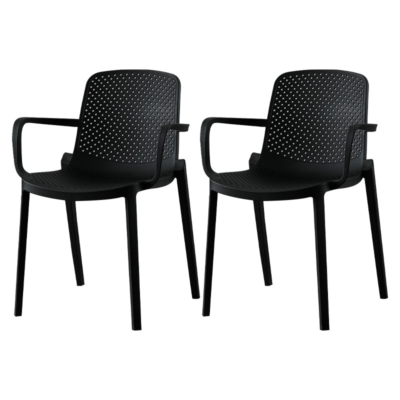Scandinavian Plastic Dining Arm Chair Solid Back Kitchen Dining Armchair Black 2 Piece Set Clearhalo ' kitchen&dining_furn' 'Dining Chairs' 'Dining Tables & Seating' 'dining_chair' 'furn' 'furn_dining_chair' 'Furniture' 'furniture_dining_chair' 'Kitchen & Dining Furniture' 'kitchen' 3672108