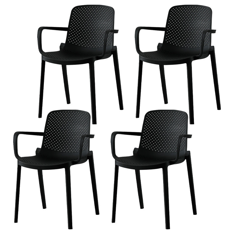 Scandinavian Plastic Dining Arm Chair Solid Back Kitchen Dining Armchair Black 4 Piece Set Clearhalo ' kitchen&dining_furn' 'Dining Chairs' 'Dining Tables & Seating' 'dining_chair' 'furn' 'furn_dining_chair' 'Furniture' 'furniture_dining_chair' 'Kitchen & Dining Furniture' 'kitchen' 3672110