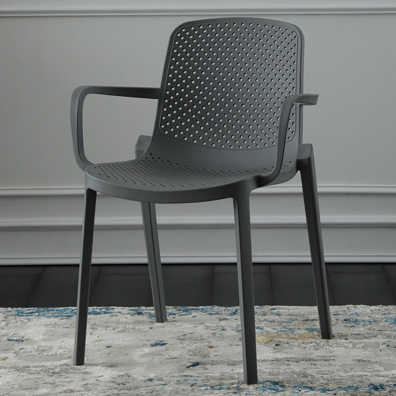 Scandinavian Plastic Dining Arm Chair Solid Back Kitchen Dining Armchair Grey 1 Piece Clearhalo ' kitchen&dining_furn' 'Dining Chairs' 'Dining Tables & Seating' 'dining_chair' 'furn' 'furn_dining_chair' 'Furniture' 'furniture_dining_chair' 'Kitchen & Dining Furniture' 'kitchen' 3672112