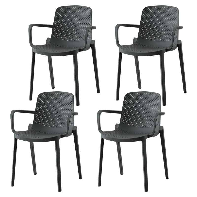 Scandinavian Plastic Dining Arm Chair Solid Back Kitchen Dining Armchair Grey 4 Piece Set Clearhalo ' kitchen&dining_furn' 'Dining Chairs' 'Dining Tables & Seating' 'dining_chair' 'furn' 'furn_dining_chair' 'Furniture' 'furniture_dining_chair' 'Kitchen & Dining Furniture' 'kitchen' 3672117