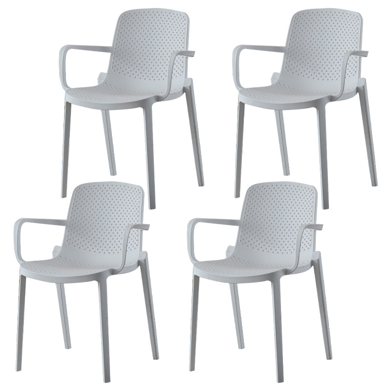 Scandinavian Plastic Dining Arm Chair Solid Back Kitchen Dining Armchair White 4 Piece Set Clearhalo ' kitchen&dining_furn' 'Dining Chairs' 'Dining Tables & Seating' 'dining_chair' 'furn' 'furn_dining_chair' 'Furniture' 'furniture_dining_chair' 'Kitchen & Dining Furniture' 'kitchen' 3672122