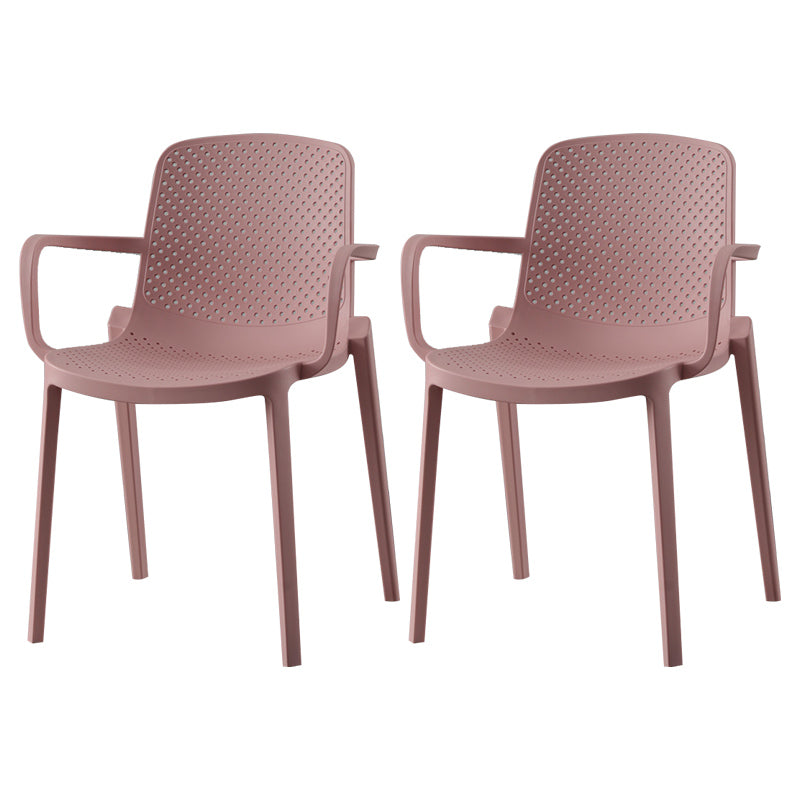 Scandinavian Plastic Dining Arm Chair Solid Back Kitchen Dining Armchair Pink 2 Piece Set Clearhalo ' kitchen&dining_furn' 'Dining Chairs' 'Dining Tables & Seating' 'dining_chair' 'furn' 'furn_dining_chair' 'Furniture' 'furniture_dining_chair' 'Kitchen & Dining Furniture' 'kitchen' 3672126