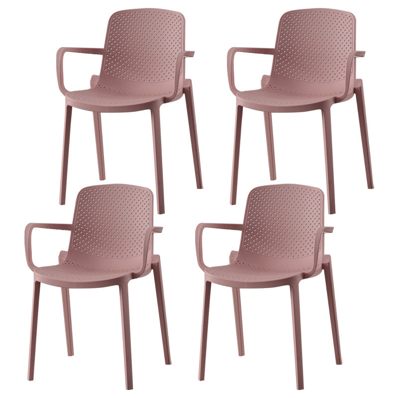 Scandinavian Plastic Dining Arm Chair Solid Back Kitchen Dining Armchair Pink 4 Piece Set Clearhalo ' kitchen&dining_furn' 'Dining Chairs' 'Dining Tables & Seating' 'dining_chair' 'furn' 'furn_dining_chair' 'Furniture' 'furniture_dining_chair' 'Kitchen & Dining Furniture' 'kitchen' 3672128