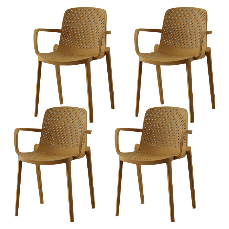 Scandinavian Plastic Dining Arm Chair Solid Back Kitchen Dining Armchair Yellow 4 Piece Set Clearhalo ' kitchen&dining_furn' 'Dining Chairs' 'Dining Tables & Seating' 'dining_chair' 'furn' 'furn_dining_chair' 'Furniture' 'furniture_dining_chair' 'Kitchen & Dining Furniture' 'kitchen' 3672132