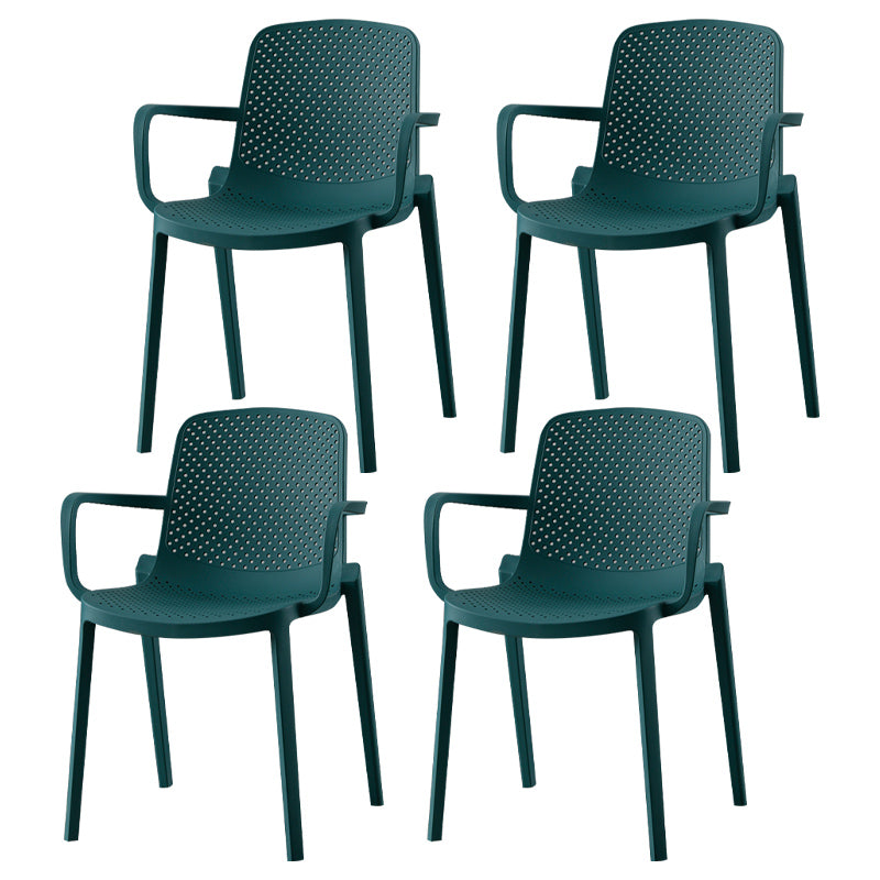Scandinavian Plastic Dining Arm Chair Solid Back Kitchen Dining Armchair Blue 4 Piece Set Clearhalo ' kitchen&dining_furn' 'Dining Chairs' 'Dining Tables & Seating' 'dining_chair' 'furn' 'furn_dining_chair' 'Furniture' 'furniture_dining_chair' 'Kitchen & Dining Furniture' 'kitchen' 3672135