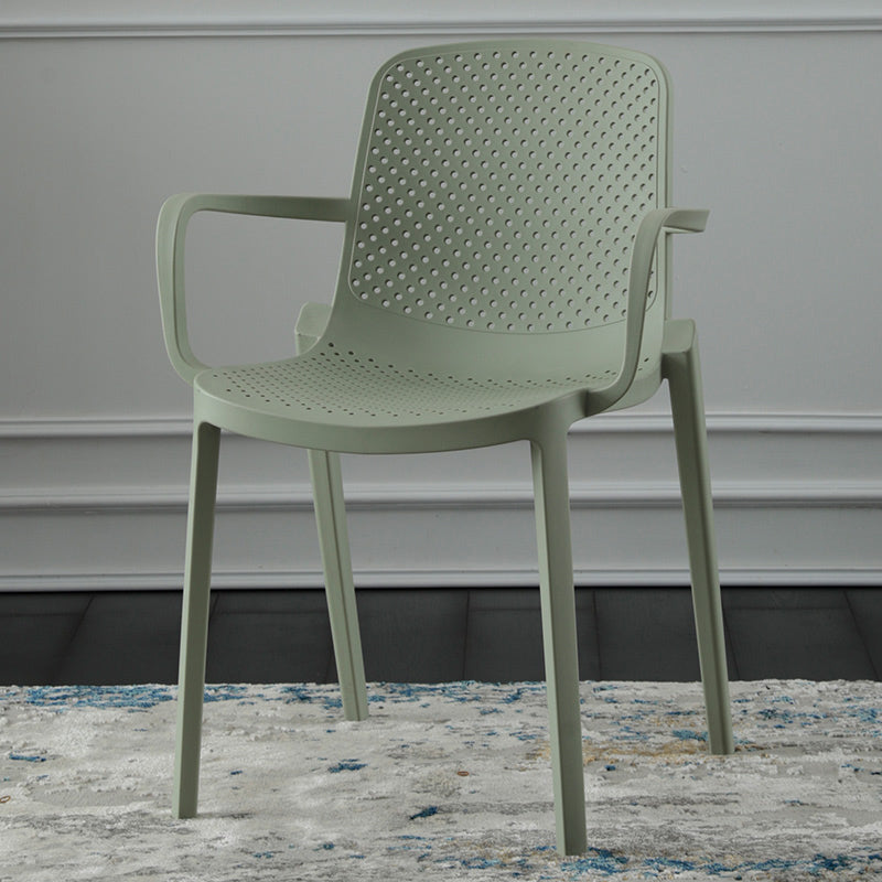 Scandinavian Plastic Dining Arm Chair Solid Back Kitchen Dining Armchair Green 1 Piece Clearhalo ' kitchen&dining_furn' 'Dining Chairs' 'Dining Tables & Seating' 'dining_chair' 'furn' 'furn_dining_chair' 'Furniture' 'furniture_dining_chair' 'Kitchen & Dining Furniture' 'kitchen' 3672136