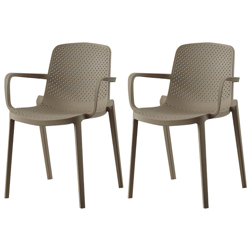 Scandinavian Plastic Dining Arm Chair Solid Back Kitchen Dining Armchair Camel 2 Piece Set Clearhalo ' kitchen&dining_furn' 'Dining Chairs' 'Dining Tables & Seating' 'dining_chair' 'furn' 'furn_dining_chair' 'Furniture' 'furniture_dining_chair' 'Kitchen & Dining Furniture' 'kitchen' 3672140