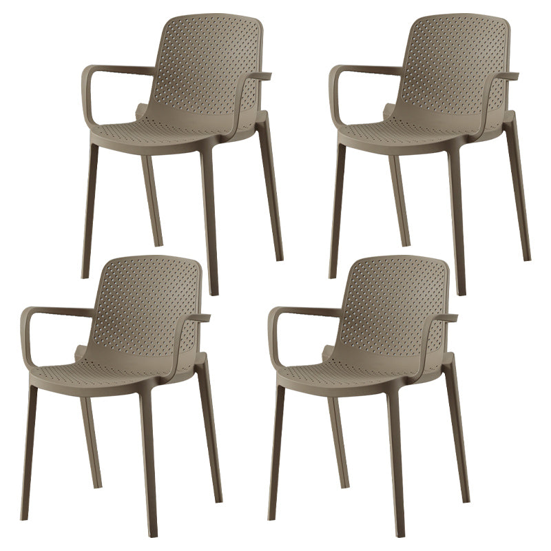 Scandinavian Plastic Dining Arm Chair Solid Back Kitchen Dining Armchair Camel 4 Piece Set Clearhalo ' kitchen&dining_furn' 'Dining Chairs' 'Dining Tables & Seating' 'dining_chair' 'furn' 'furn_dining_chair' 'Furniture' 'furniture_dining_chair' 'Kitchen & Dining Furniture' 'kitchen' 3672141