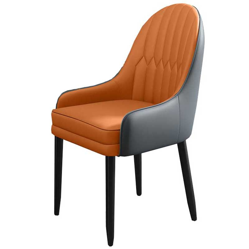 Leather Contemporary Home Side Chair Parsons Chair of 21'' Wide Chairs Orange 1 Piece Clearhalo ' kitchen&dining_furn' 'Dining Chairs' 'Dining Tables & Seating' 'dining_chair' 'furn' 'furn_dining_chair' 'Furniture' 'furniture_dining_chair' 'Kitchen & Dining Furniture' 'kitchen' 3672146