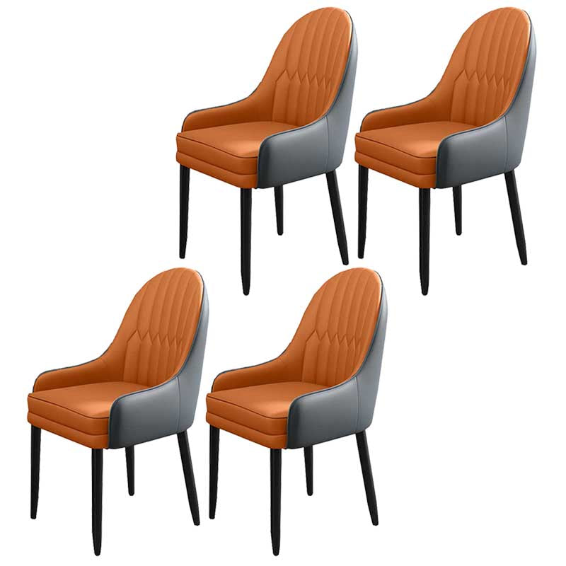 Leather Contemporary Home Side Chair Parsons Chair of 21'' Wide Chairs Orange 4 Piece Set Clearhalo ' kitchen&dining_furn' 'Dining Chairs' 'Dining Tables & Seating' 'dining_chair' 'furn' 'furn_dining_chair' 'Furniture' 'furniture_dining_chair' 'Kitchen & Dining Furniture' 'kitchen' 3672149