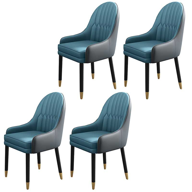 Leather Contemporary Home Side Chair Parsons Chair of 21'' Wide Chairs Gray-Blue 4 Piece Set Clearhalo ' kitchen&dining_furn' 'Dining Chairs' 'Dining Tables & Seating' 'dining_chair' 'furn' 'furn_dining_chair' 'Furniture' 'furniture_dining_chair' 'Kitchen & Dining Furniture' 'kitchen' 3672156