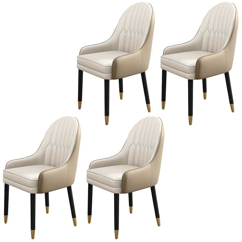 Leather Contemporary Home Side Chair Parsons Chair of 21'' Wide Chairs Yellow White 4 Piece Set Clearhalo ' kitchen&dining_furn' 'Dining Chairs' 'Dining Tables & Seating' 'dining_chair' 'furn' 'furn_dining_chair' 'Furniture' 'furniture_dining_chair' 'Kitchen & Dining Furniture' 'kitchen' 3672162