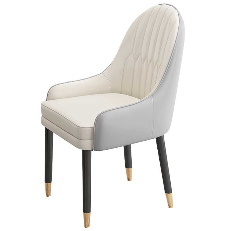 Leather Contemporary Home Side Chair Parsons Chair of 21'' Wide Chairs White-Gray 1 Piece Clearhalo ' kitchen&dining_furn' 'Dining Chairs' 'Dining Tables & Seating' 'dining_chair' 'furn' 'furn_dining_chair' 'Furniture' 'furniture_dining_chair' 'Kitchen & Dining Furniture' 'kitchen' 3672163
