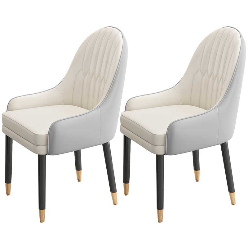 Leather Contemporary Home Side Chair Parsons Chair of 21'' Wide Chairs White-Gray 2 Piece Set Clearhalo ' kitchen&dining_furn' 'Dining Chairs' 'Dining Tables & Seating' 'dining_chair' 'furn' 'furn_dining_chair' 'Furniture' 'furniture_dining_chair' 'Kitchen & Dining Furniture' 'kitchen' 3672165
