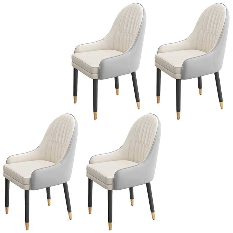 Leather Contemporary Home Side Chair Parsons Chair of 21'' Wide Chairs White-Gray 4 Piece Set Clearhalo ' kitchen&dining_furn' 'Dining Chairs' 'Dining Tables & Seating' 'dining_chair' 'furn' 'furn_dining_chair' 'Furniture' 'furniture_dining_chair' 'Kitchen & Dining Furniture' 'kitchen' 3672167