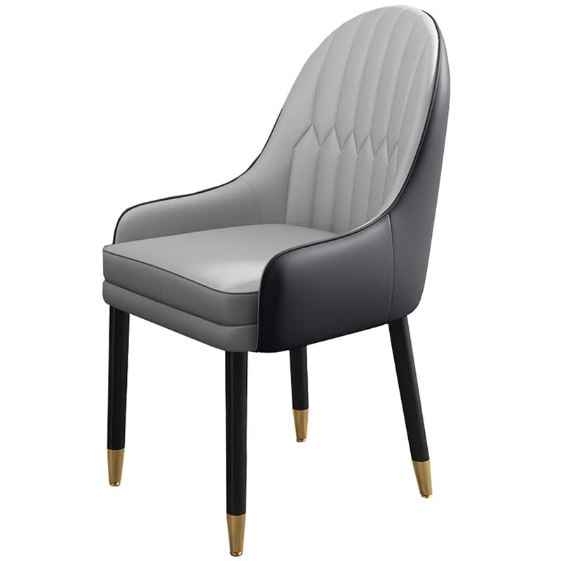 Leather Contemporary Home Side Chair Parsons Chair of 21'' Wide Chairs Black-Gray 1 Piece Clearhalo ' kitchen&dining_furn' 'Dining Chairs' 'Dining Tables & Seating' 'dining_chair' 'furn' 'furn_dining_chair' 'Furniture' 'furniture_dining_chair' 'Kitchen & Dining Furniture' 'kitchen' 3672169