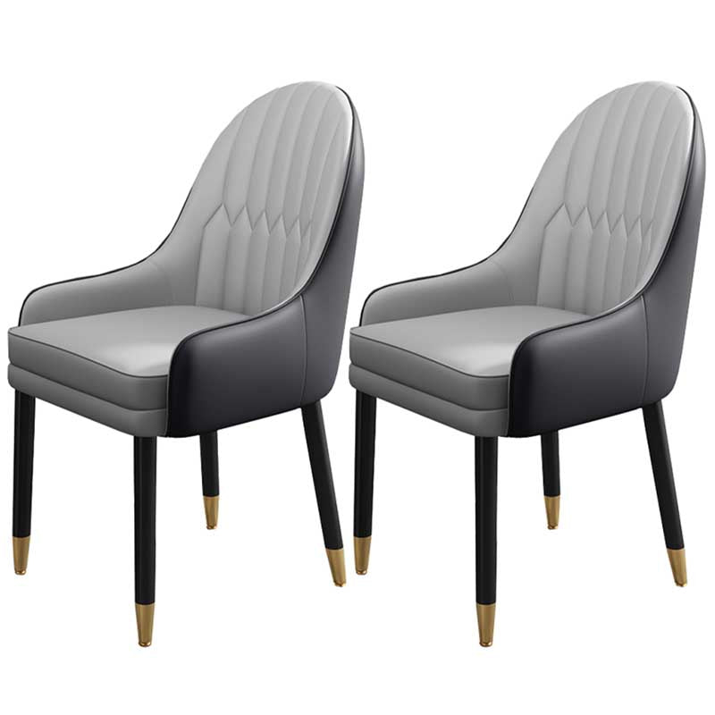 Leather Contemporary Home Side Chair Parsons Chair of 21'' Wide Chairs Black-Gray 2 Piece Set Clearhalo ' kitchen&dining_furn' 'Dining Chairs' 'Dining Tables & Seating' 'dining_chair' 'furn' 'furn_dining_chair' 'Furniture' 'furniture_dining_chair' 'Kitchen & Dining Furniture' 'kitchen' 3672170