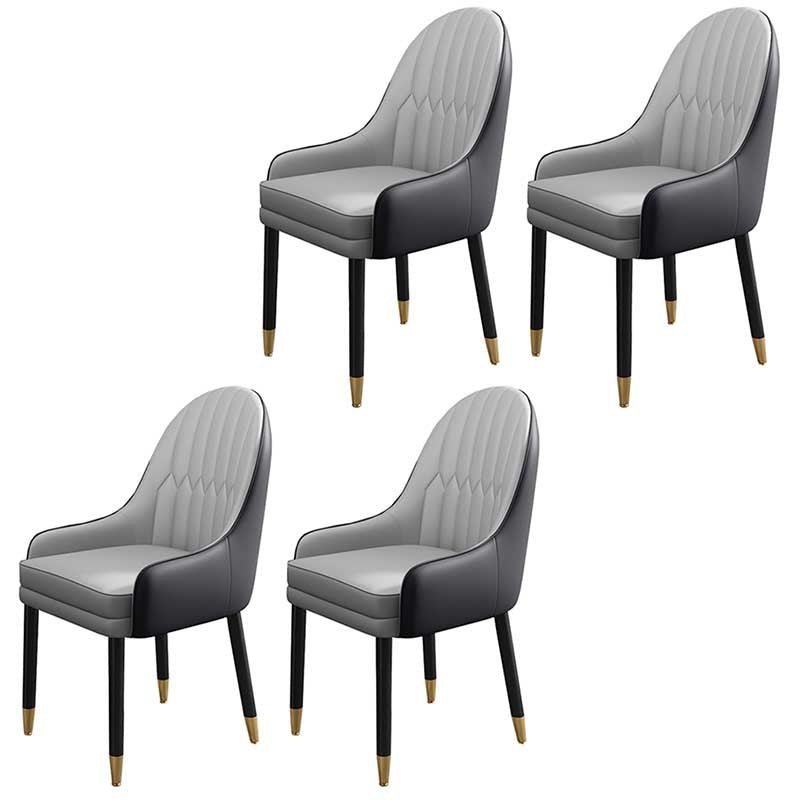 Leather Contemporary Home Side Chair Parsons Chair of 21'' Wide Chairs Black-Gray 4 Piece Set Clearhalo ' kitchen&dining_furn' 'Dining Chairs' 'Dining Tables & Seating' 'dining_chair' 'furn' 'furn_dining_chair' 'Furniture' 'furniture_dining_chair' 'Kitchen & Dining Furniture' 'kitchen' 3672171