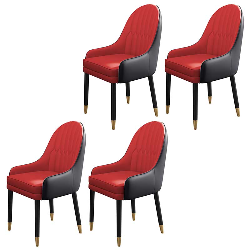 Leather Contemporary Home Side Chair Parsons Chair of 21'' Wide Chairs Red 4 Piece Set Clearhalo ' kitchen&dining_furn' 'Dining Chairs' 'Dining Tables & Seating' 'dining_chair' 'furn' 'furn_dining_chair' 'Furniture' 'furniture_dining_chair' 'Kitchen & Dining Furniture' 'kitchen' 3672174