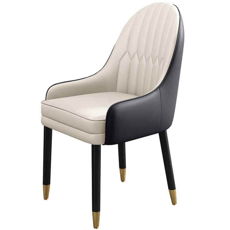 Leather Contemporary Home Side Chair Parsons Chair of 21'' Wide Chairs Black-White 1 Piece Clearhalo ' kitchen&dining_furn' 'Dining Chairs' 'Dining Tables & Seating' 'dining_chair' 'furn' 'furn_dining_chair' 'Furniture' 'furniture_dining_chair' 'Kitchen & Dining Furniture' 'kitchen' 3672175