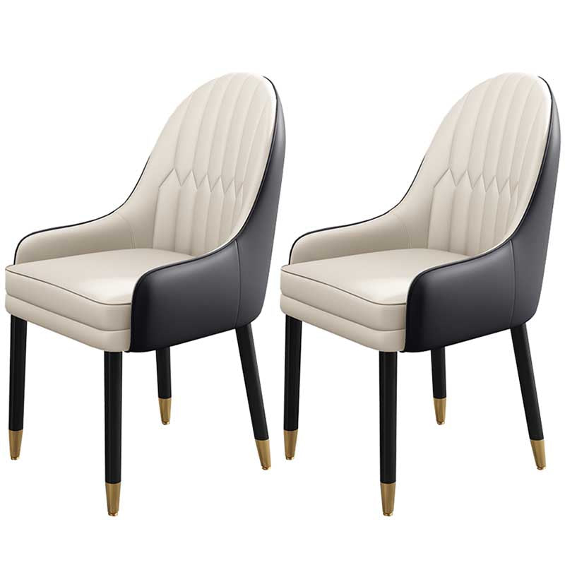 Leather Contemporary Home Side Chair Parsons Chair of 21'' Wide Chairs Black-White 2 Piece Set Clearhalo ' kitchen&dining_furn' 'Dining Chairs' 'Dining Tables & Seating' 'dining_chair' 'furn' 'furn_dining_chair' 'Furniture' 'furniture_dining_chair' 'Kitchen & Dining Furniture' 'kitchen' 3672176